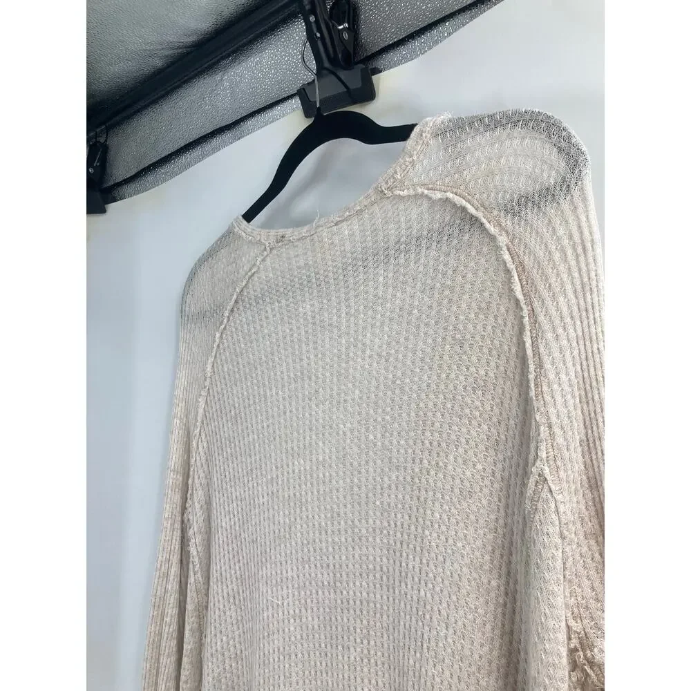 Free People We The Free Laguna Waffle Knit Tunic Thermal Oatmeal Beige Medium - Picture 9 of 12